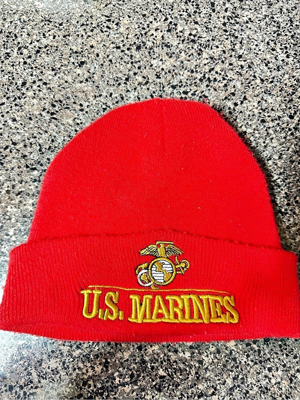 U.S. Marines USMC Embroidered Logo Cuffed Beanie Red Beanie